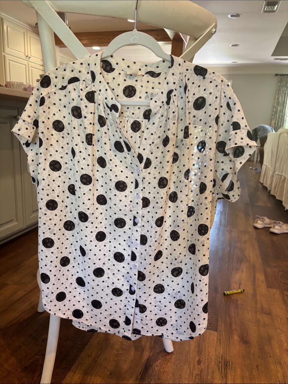 JODIFL White Blouse with Black Polka Dots